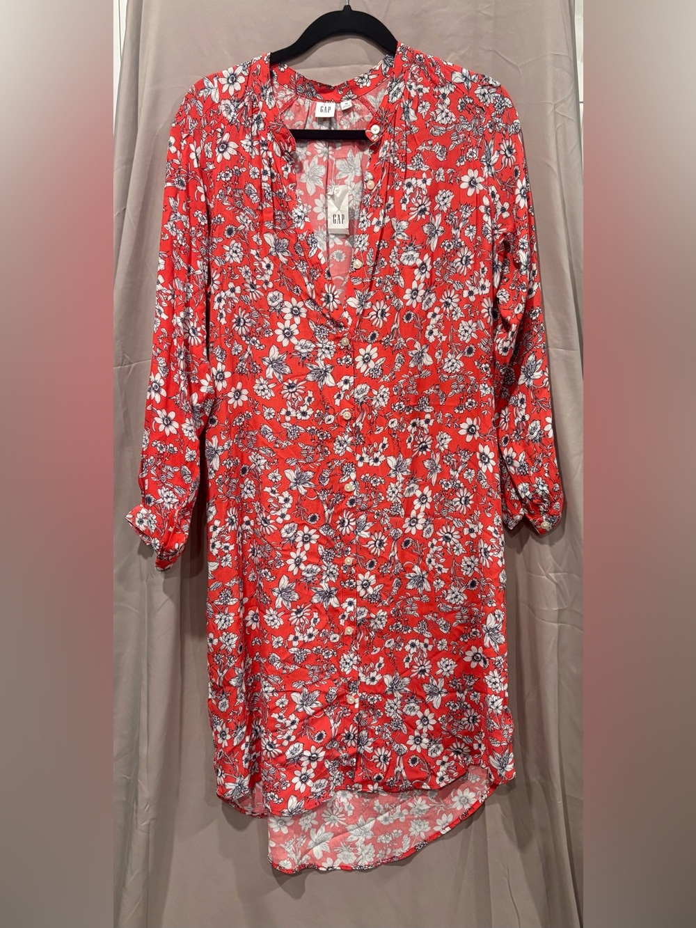 GAP Red Floral Button-Front Tunic